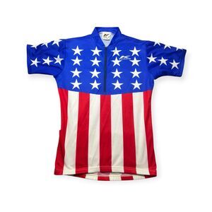 Kucharik USA Patriotic Cycling Jersey Size Small Bike Shirt Bicycles USA VTG